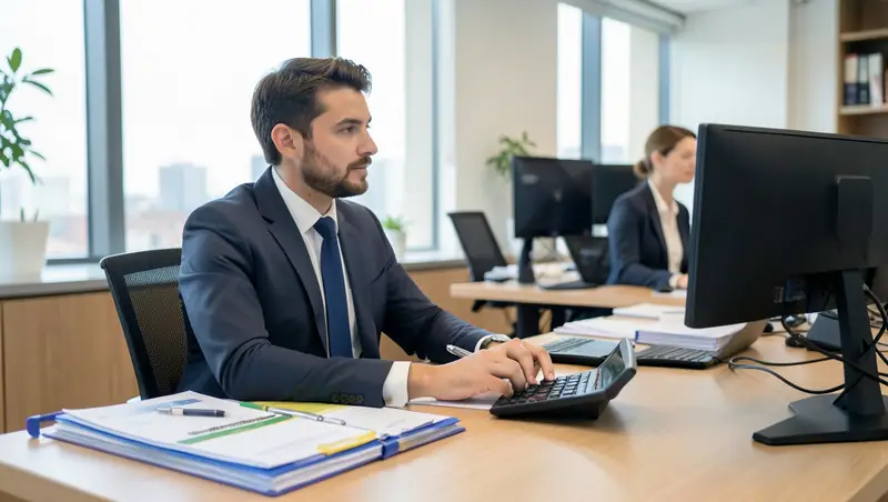 Proposal manager reviewing an RFP compliance matrix and a federal solicitation on two monitors